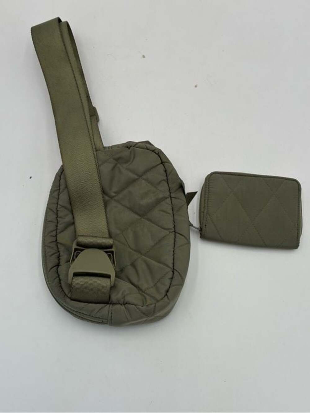 Vera Bradley Quilted Olive Green Crossbody Sling with Zip Pouch - Picture 3 of 6
